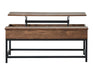 Byers Black Coffee Table with Hidden Storage Brown Oak and Sandy Black - CasaBella Furniture (San Antonio, TX)
