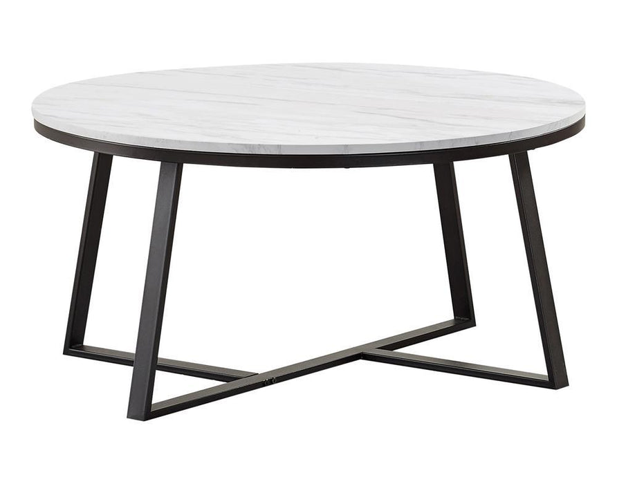 Hugo Round Coffee Table White and Matte Black - CasaBella Furniture (San Antonio, TX)