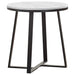 Hugo Metal Base Round End Table White and Matte Black - CasaBella Furniture (San Antonio, TX)