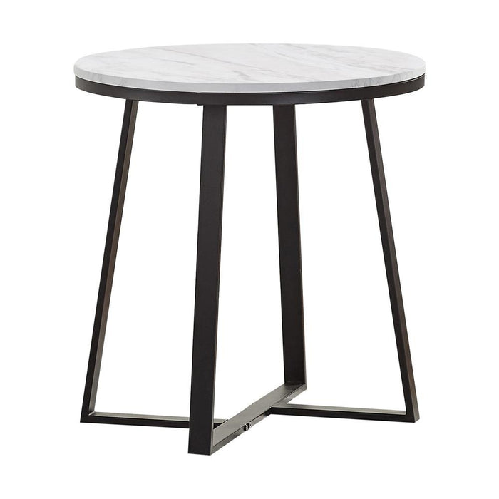 Hugo Metal Base Round End Table White and Matte Black - CasaBella Furniture (San Antonio, TX)