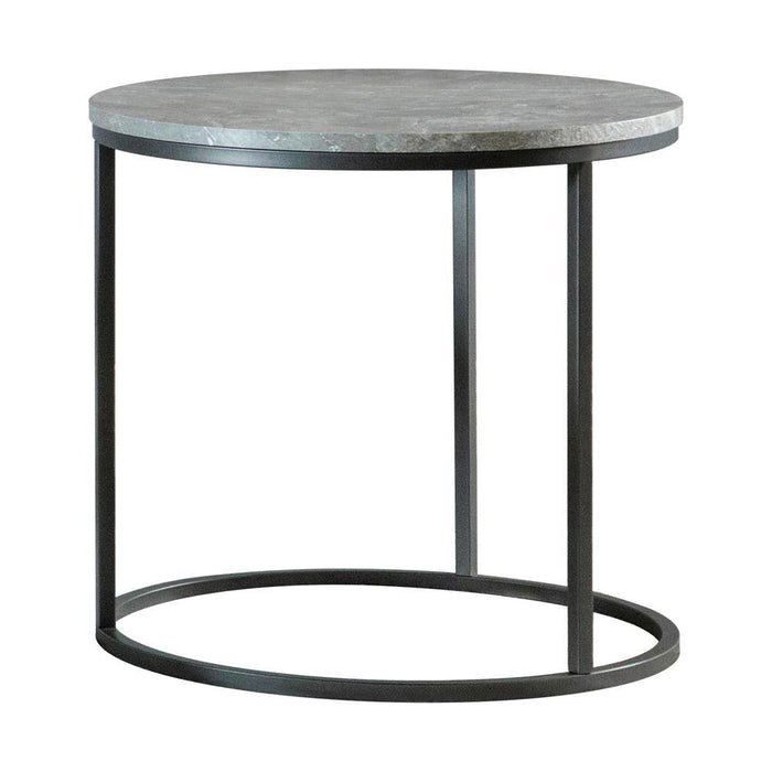 Lainey Faux Marble Round Top End Table Grey and Gunmetal - CasaBella Furniture (San Antonio, TX)
