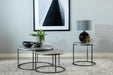 Lainey Faux Marble Round Top End Table Grey and Gunmetal - CasaBella Furniture (San Antonio, TX)