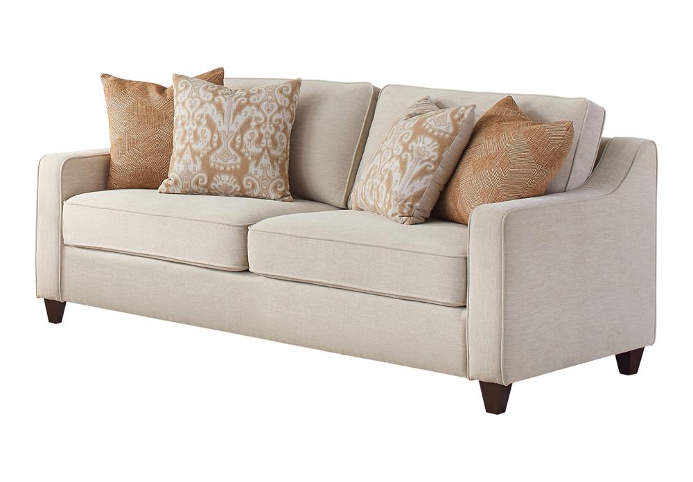 Christine Upholstered Cushion Back Sofa Beige - CasaBella Furniture (San Antonio, TX)