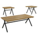 Colmar 3-piece Trestle Occasional Table Set Golden Oak and Gunmetal - CasaBella Furniture (San Antonio, TX)