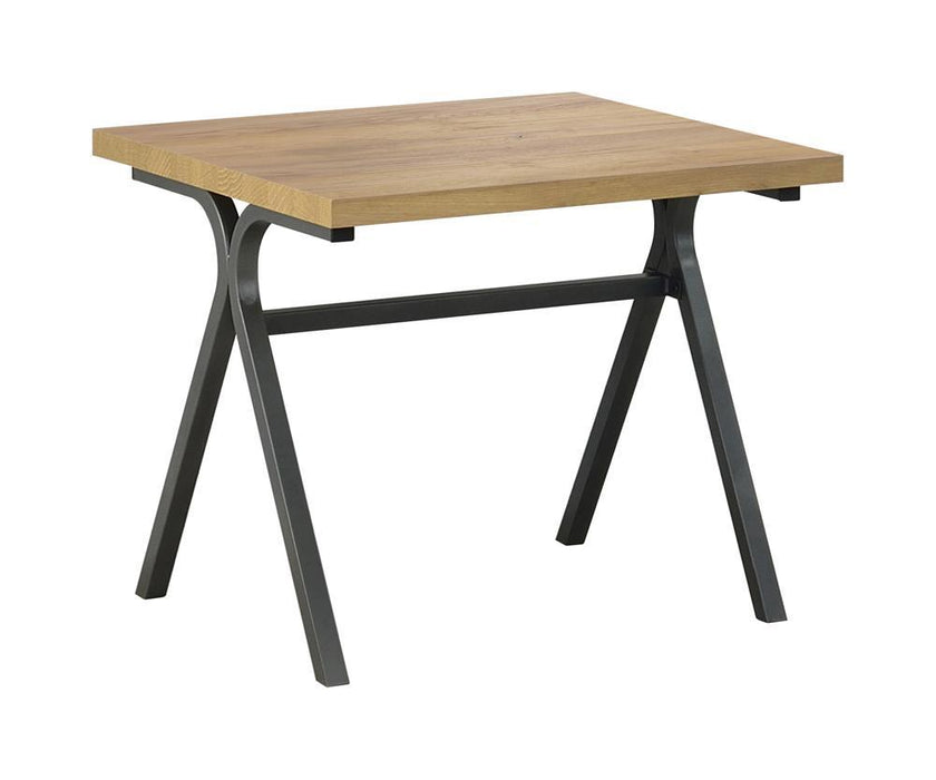 Colmar 3-piece Trestle Occasional Table Set Golden Oak and Gunmetal - CasaBella Furniture (San Antonio, TX)