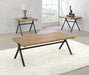 Colmar 3-piece Trestle Occasional Table Set Golden Oak and Gunmetal - CasaBella Furniture (San Antonio, TX)