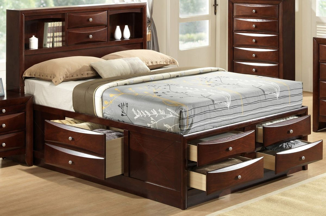 Crown Mark Furniture Emily Captain's King Bed in Rich Cherry - CasaBella Furniture (San Antonio, TX)