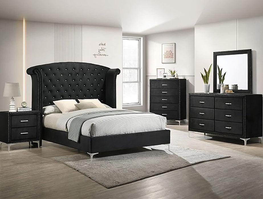 Crown Mark Furniture Lucinda 5 Drawer Chest in Black - CasaBella Furniture (San Antonio, TX)