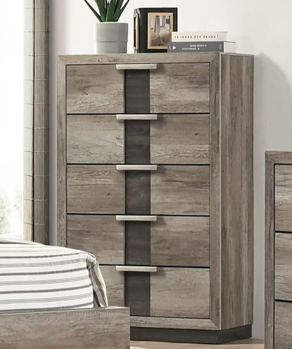 Crown Mark Furniture Rangley 5 Drawer Chest in Brown - CasaBella Furniture (San Antonio, TX)