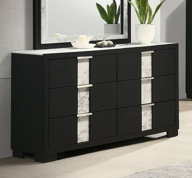 Crown Mark Furniture Rangley 6 Drawer Dresser in Black - CasaBella Furniture (San Antonio, TX)