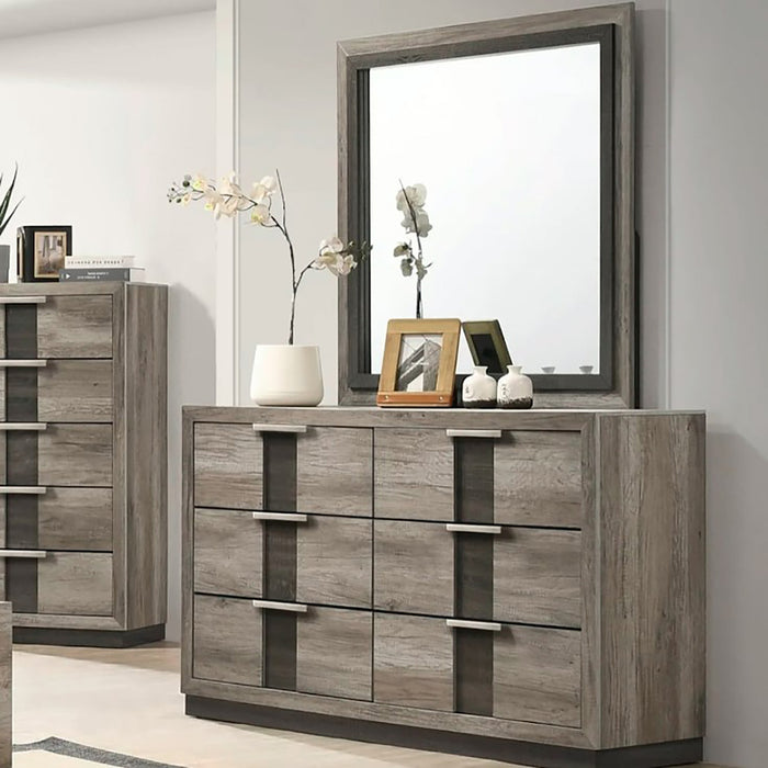Crown Mark Furniture Rangley 6 Drawer Dresser in Brown - CasaBella Furniture (San Antonio, TX)