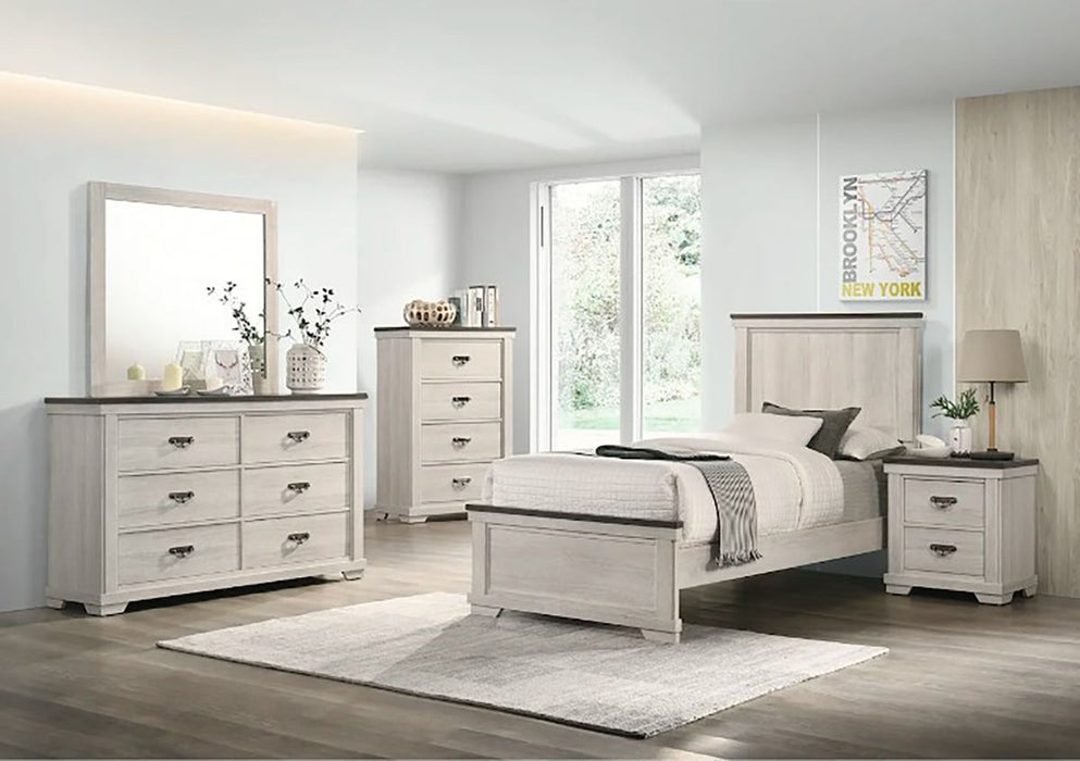 Crown Mark Furniture Leighton 2 Drawer Nightstand in White - CasaBella Furniture (San Antonio, TX)