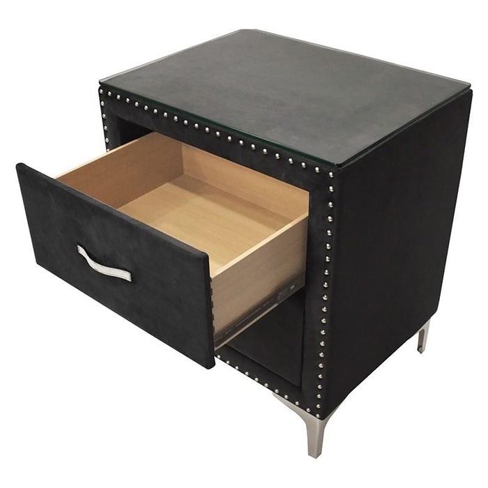 Crown Mark Furniture Lucinda 2 Drawer Nightstand in Black - CasaBella Furniture (San Antonio, TX)