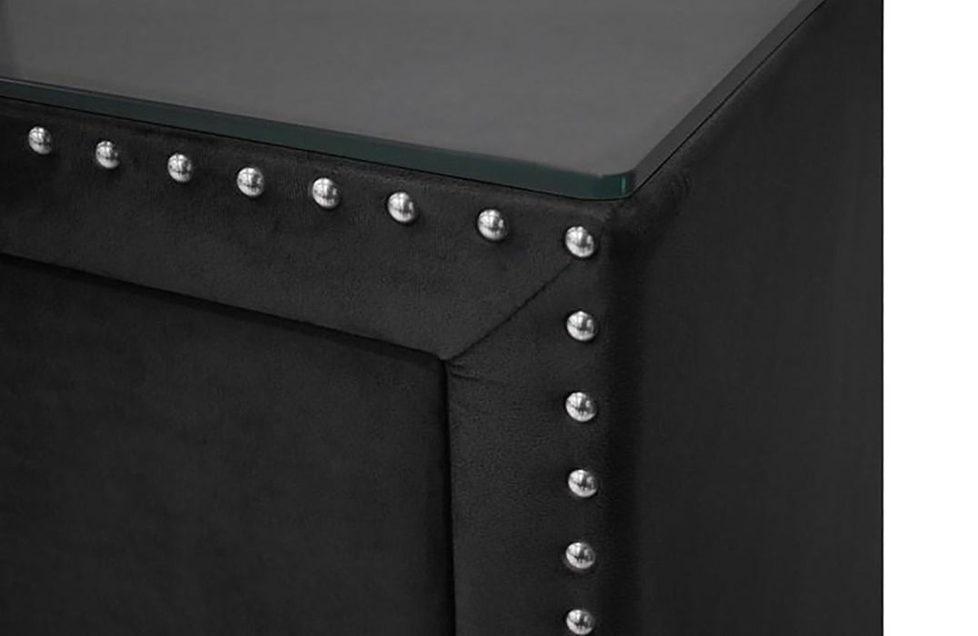 Crown Mark Furniture Lucinda 2 Drawer Nightstand in Black - CasaBella Furniture (San Antonio, TX)