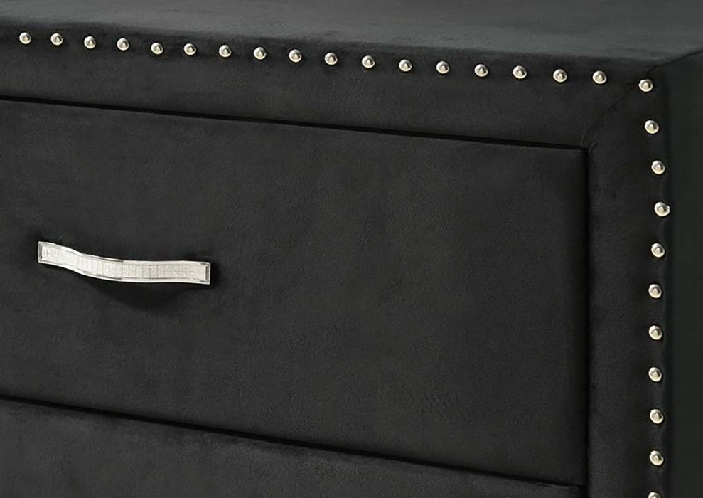 Crown Mark Furniture Lucinda 2 Drawer Nightstand in Black - CasaBella Furniture (San Antonio, TX)