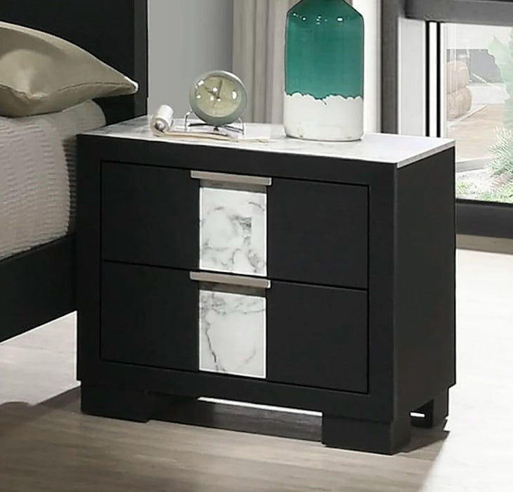 Crown Mark Furniture Rangley 2 Drawer Nightstand in Black - CasaBella Furniture (San Antonio, TX)