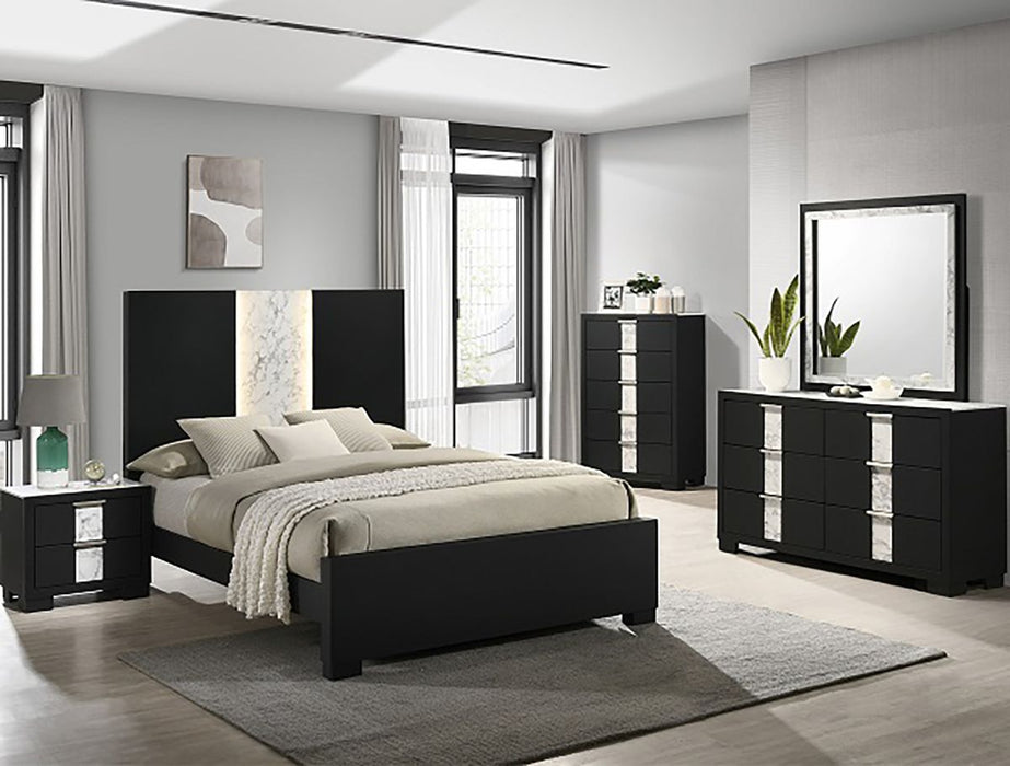 Crown Mark Furniture Rangley 2 Drawer Nightstand in Black - CasaBella Furniture (San Antonio, TX)