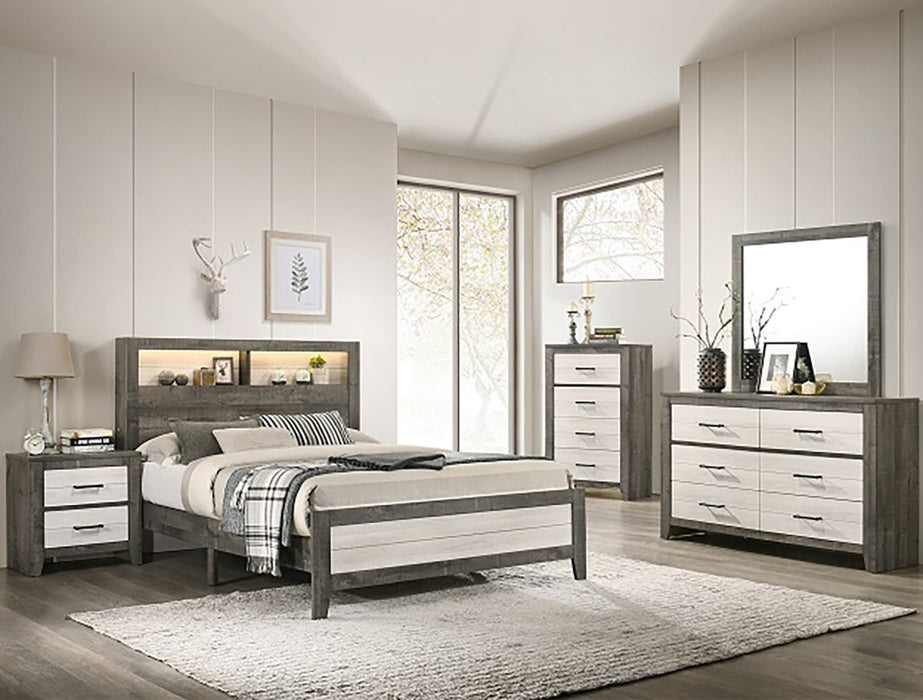 Crown Mark Furniture Rhett 2 Drawer Nightstand in Gray - CasaBella Furniture (San Antonio, TX)
